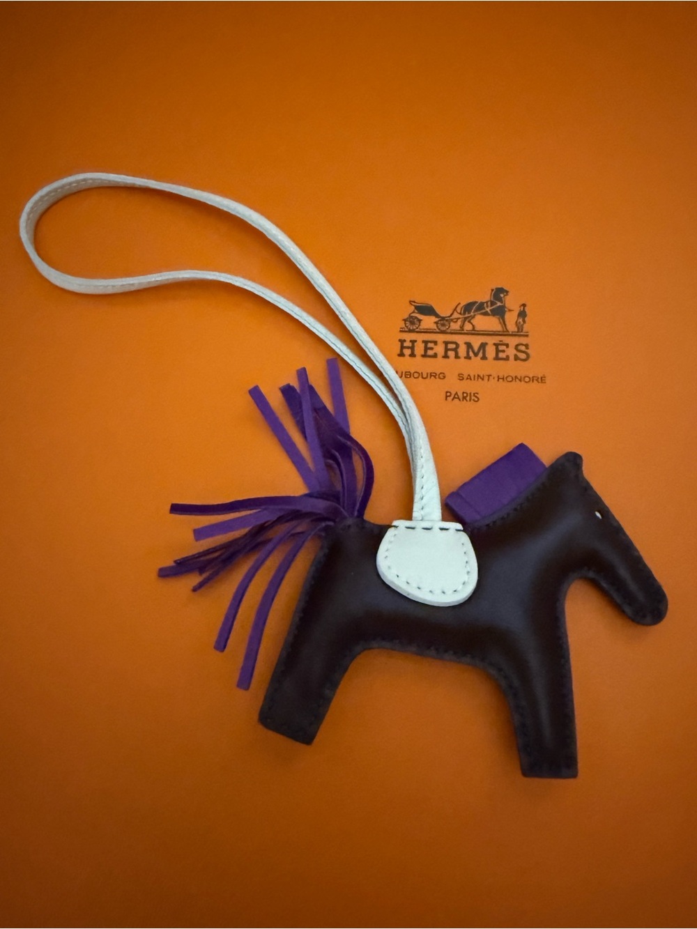 Hermes Purple & White Rodeo Horse Bag Charm - Picture 2 of 3